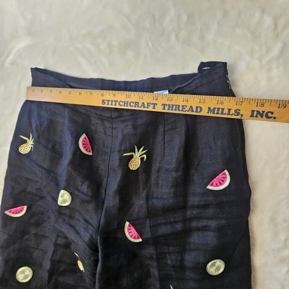 Talbots Irish Linen Pants 14 petite Fruit Tropical Vacation Beach Pull On - Picture 4 of 12